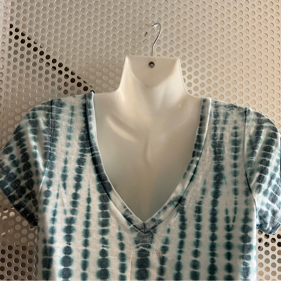 Chaser Vintage Ribbed Tie Dye Short sleeve Tee Shirt Size Small Green/White - Picture 7 of 7